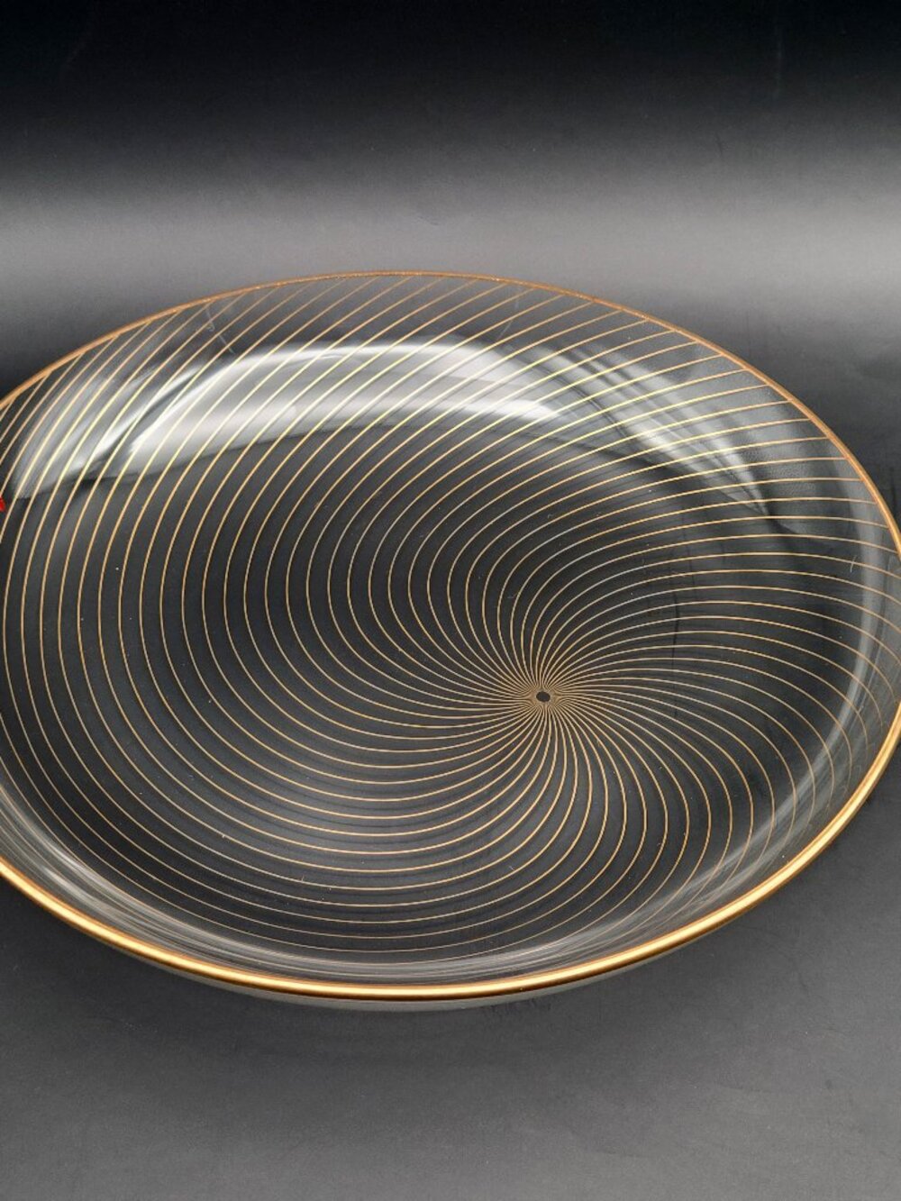 MCM Filigranglas Gold Glass Filigree Geometric Swirl Pattern 8.75" Bowl Denmark